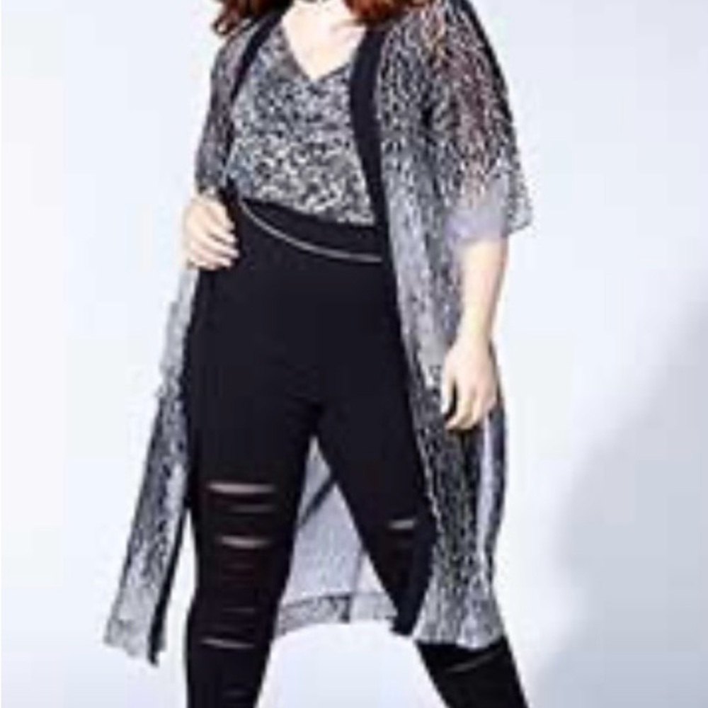 Black and Gray Sheer Kimono NWOT